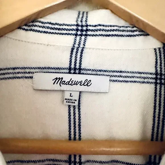 Madewell Sunday Flannel Botton Down Shirt Sz L - Picture 3 of 5